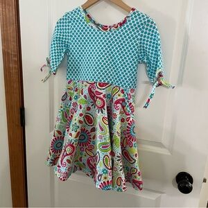 Eleanor Rose Blue and Multicolor Paisley Dress